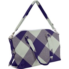 Dark Blue And White Diagonal Plaids Canvas Crossbody Bag by ConteMonfrey