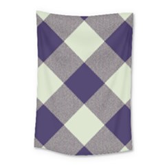 Dark Blue And White Diagonal Plaids Small Tapestry by ConteMonfrey