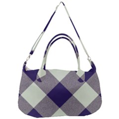 Dark Blue And White Diagonal Plaids Removal Strap Handbag by ConteMonfrey