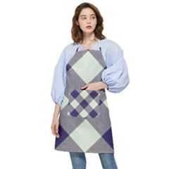 Dark Blue And White Diagonal Plaids Pocket Apron by ConteMonfrey