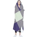 Dark blue and white diagonal plaids Wearable Blanket View1