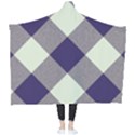 Dark blue and white diagonal plaids Wearable Blanket View2