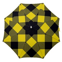 Dark Yellow Diagonal Plaids Straight Umbrellas by ConteMonfrey