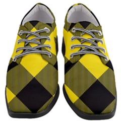 Dark Yellow Diagonal Plaids Women Heeled Oxford Shoes by ConteMonfrey