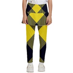 Dark Yellow Diagonal Plaids Kids  Skirted Pants by ConteMonfrey