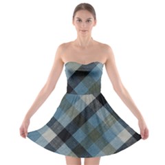 Black And Blue Iced Plaids  Strapless Bra Top Dress by ConteMonfrey