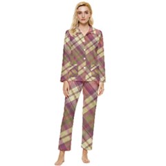 Beetle Juice Plaids  Womens  Long Sleeve Velvet Pocket Pajamas Set by ConteMonfrey