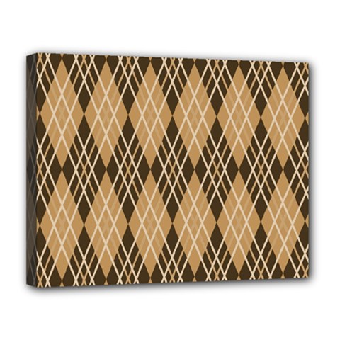 Coffee Diagonal Plaids Canvas 14  X 11  (stretched) by ConteMonfrey