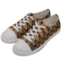 Coffee Diagonal Plaids Women s Low Top Canvas Sneakers by ConteMonfrey