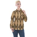 Coffee Diagonal Plaids Women s Long Sleeve Pocket Shirt View1
