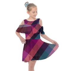 Multicolor Plaids Kids  Shoulder Cutout Chiffon Dress by ConteMonfrey