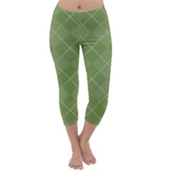 Discreet Green Tea Plaids Capri Winter Leggings  by ConteMonfrey