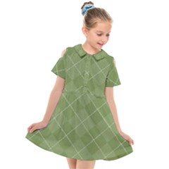 Discreet Green Tea Plaids Kids  Short Sleeve Shirt Dress by ConteMonfrey