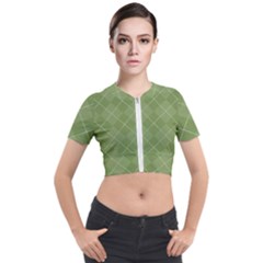 Discreet Green Tea Plaids Short Sleeve Cropped Jacket by ConteMonfrey