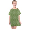 Discreet Green Tea Plaids Kids  One Piece Chiffon Dress View1