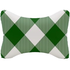 Green And White Diagonal Plaids Seat Head Rest Cushion by ConteMonfrey