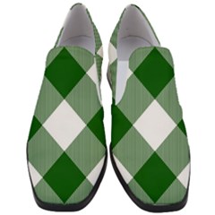 Green And White Diagonal Plaids Women Slip On Heel Loafers by ConteMonfrey
