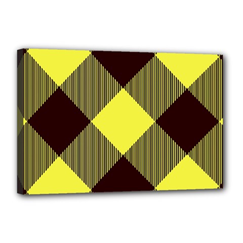 Black And Yellow Plaids Diagonal Canvas 18  X 12  (stretched) by ConteMonfrey
