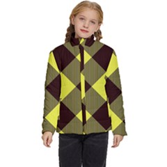 Black And Yellow Plaids Diagonal Kids  Puffer Bubble Jacket Coat by ConteMonfrey