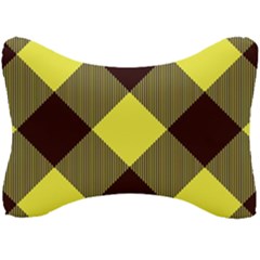 Black And Yellow Plaids Diagonal Seat Head Rest Cushion by ConteMonfrey