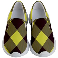 Black And Yellow Plaids Diagonal Kids Lightweight Slip Ons by ConteMonfrey