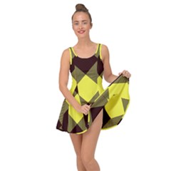 Black And Yellow Plaids Diagonal Inside Out Casual Dress by ConteMonfrey