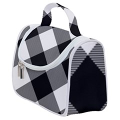 Black And White Diagonal Plaids Satchel Handbag by ConteMonfrey