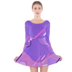 Colorful-abstract-wallpaper-theme Long Sleeve Velvet Skater Dress