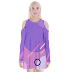Colorful-abstract-wallpaper-theme Velvet Long Sleeve Shoulder Cutout Dress