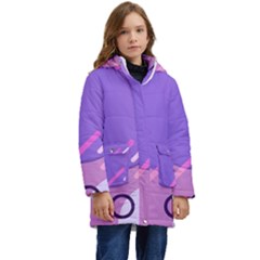 Colorful-abstract-wallpaper-theme Kid s Hooded Longline Puffer Jacket