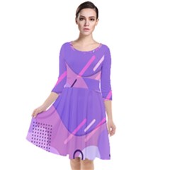 Colorful-abstract-wallpaper-theme Quarter Sleeve Waist Band Dress