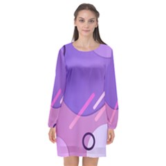 Colorful-abstract-wallpaper-theme Long Sleeve Chiffon Shift Dress 