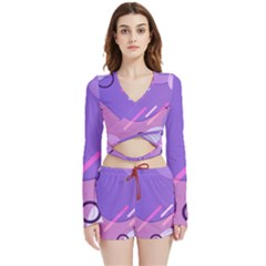 Colorful-abstract-wallpaper-theme Velvet Wrap Crop Top and Shorts Set