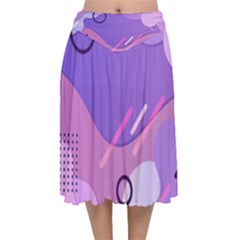 Colorful-abstract-wallpaper-theme Velvet Flared Midi Skirt