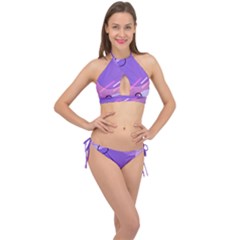 Colorful-abstract-wallpaper-theme Cross Front Halter Bikini Set