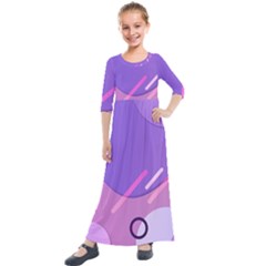 Colorful-abstract-wallpaper-theme Kids  Quarter Sleeve Maxi Dress