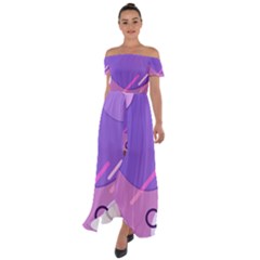 Colorful-abstract-wallpaper-theme Off Shoulder Open Front Chiffon Dress