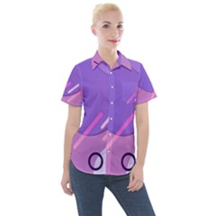 Colorful-abstract-wallpaper-theme Women s Short Sleeve Pocket Shirt