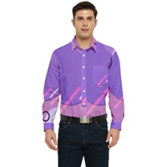 Colorful-abstract-wallpaper-theme Men s Long Sleeve Pocket Shirt 