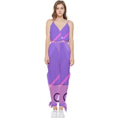 Colorful-abstract-wallpaper-theme Sleeveless Tie Ankle Chiffon Jumpsuit