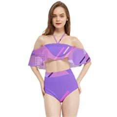 Colorful-abstract-wallpaper-theme Halter Flowy Bikini Set 