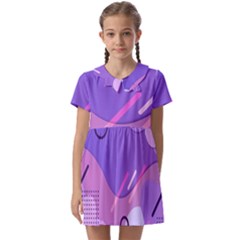 Colorful-abstract-wallpaper-theme Kids  Asymmetric Collar Dress