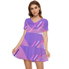 Colorful-abstract-wallpaper-theme Tiered Short Sleeve Babydoll Dress