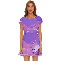 Colorful-abstract-wallpaper-theme Puff Sleeve Frill Dress