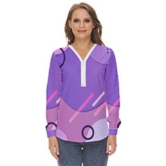 Colorful-abstract-wallpaper-theme Zip Up Long Sleeve Blouse