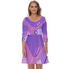 Colorful-abstract-wallpaper-theme Shoulder Cut Out Zip Up Dress