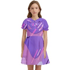 Colorful-abstract-wallpaper-theme Kids  Bow Tie Puff Sleeve Dress