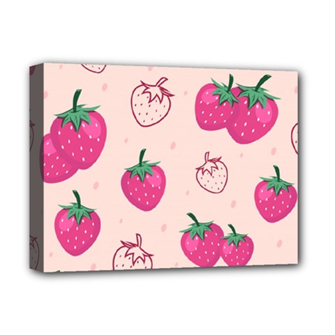 Seamless-strawberry-fruit-pattern-background Deluxe Canvas 16  X 12  (stretched)  by Wegoenart