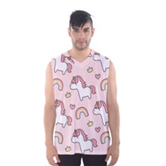 Cute-unicorn-rainbow-seamless-pattern-background Men s Basketball Tank Top by Wegoenart