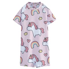 Cute-unicorn-rainbow-seamless-pattern-background Kids  Boyleg Half Suit Swimwear